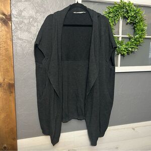 Athleta Charcoal Open Front cardigan vest Sweater medium cotton